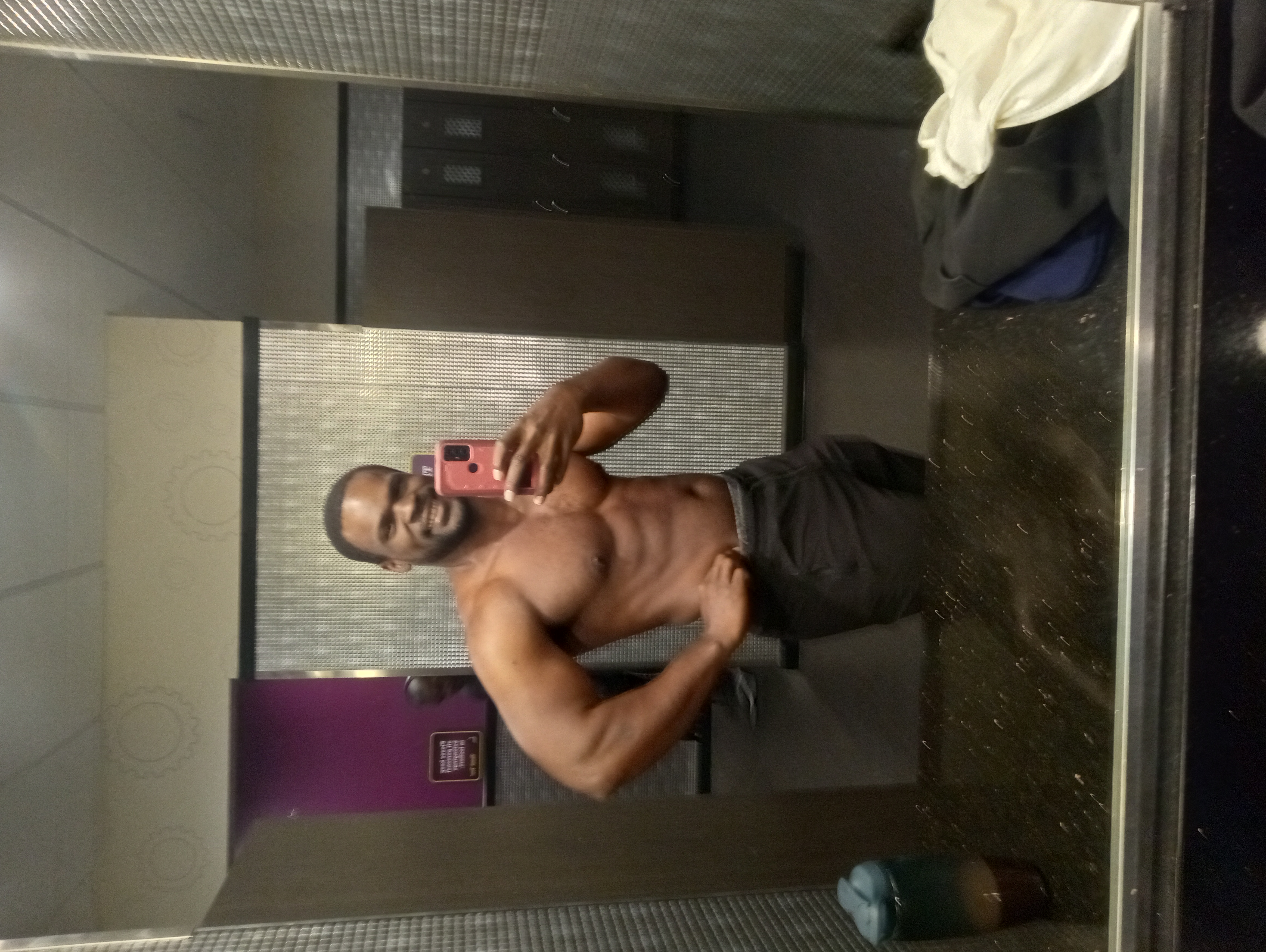 Week 17 physique progress photo showing upper-body muscle definition as part of the Fit & Free Token Discipline Protocol transformation program.